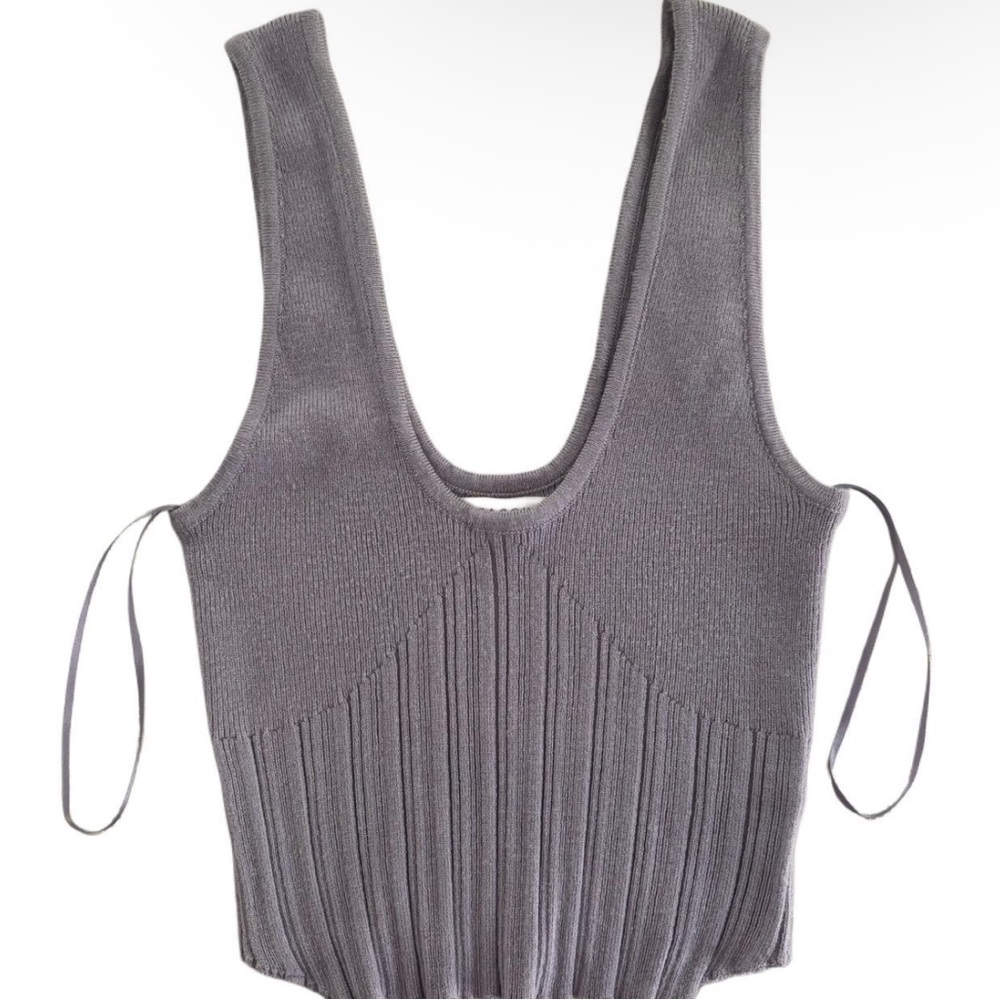 PacSun Gray Ribbed Crop Tank Top